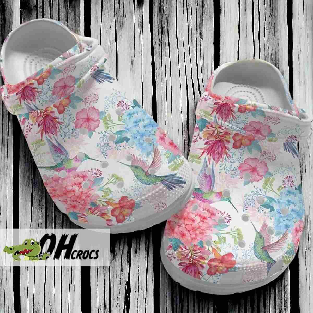 Red And White Flower Crocs Gift