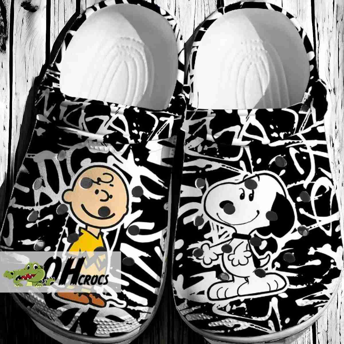Snoopy Charlie Black Crocs Adults Gift
