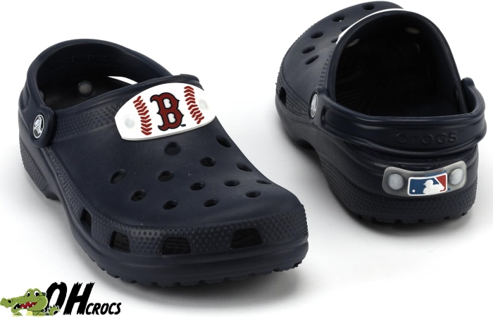 Various sizes offered for the Boston Red Sox Crocs